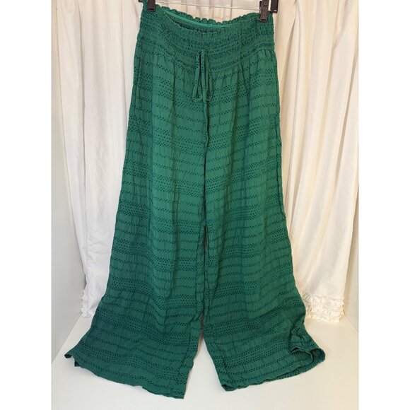 Ces Femme NWOT Boho Green Wide-Leg Pants Womens L - Picture 2 of 5